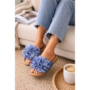 UGG "Cindy" Fuzzy Pom Slippers — NWT (Size 7 US)